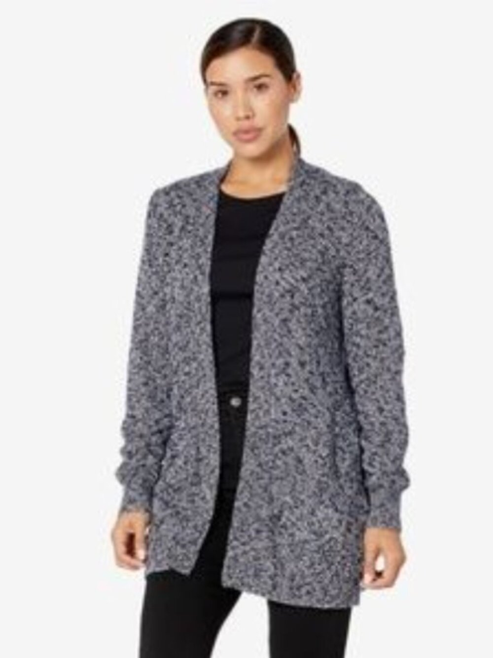 L.L. Bean Women’s Plus 2X Marled Charcoal Grey 100% Cotton Knit Cardigan